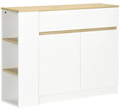 Produktbild von Sideboard mit 2 Schubladen, 3 offenen Regalfächern und einem 2-türigen Schrankfach, 110 x 29,5 x 82 cm, weiß