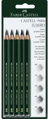 Produktbild von Faber Castell Bleistift 9000 Jumbo HB+2B+4B+6B+8B grün 5er
