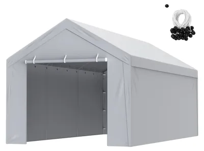 Productafbeelding van VEVOR Carport Garagedak, boven- en zijwanden, 3 x 6 meter, beschermhoes voor garage, waterdicht en UV-beschermd, eenvoudige installatie met spanriemen, wit (frame niet inbegrepen)