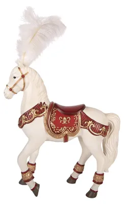 Immagine prodotto di Clayre & Eef, statuina decorativa a forma di cavallo, 35x12x56 cm, colore bianco, materiale: plastica