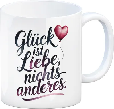 Produktbild von Glück ist Liebe Kaffeebecher Herz Luftballon