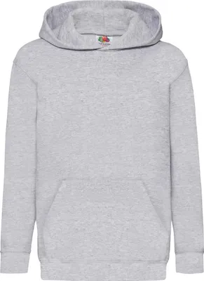 Produktbild von F421NK - Fruit of the Loom Kids´ Classic Hooded Sweat Heather Grey    140