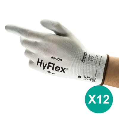 Produktbild von Montagehandschuhe Arbeitshandschuhe DIY Mechaniker Weiß 12PR HyFlex 48-100 M