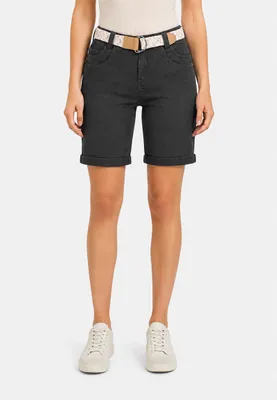 Produktbild von Sublevel Stretch Twill Bermuda Shorts mit Gürtel und Spitze Größe: XL