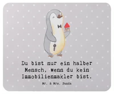 Produktbild von Mr. & Mrs. Panda Mousepad Immobilienmakler Herz - Grau Pastell - Geschenk, Spruch, gummi mauspad, Mouse Pad, Witzig, mousematte, Ausbildung, laptop