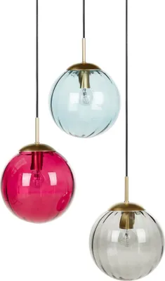 Produktbild von BELIANI Hängelampe Mehrfarbig aus Glas 3-Flammig Modernes Design Drei Leuchten Set für Esszimmer Wohnzimmer Schlafzimmer Esstisch