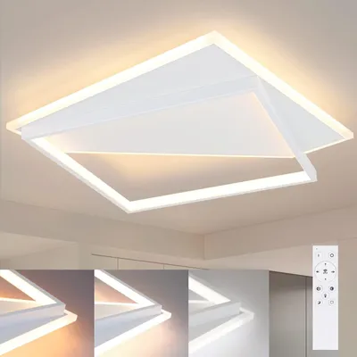 Immagine prodotto di ZMH lampada da soffitto LED da salotto - Dimmerabile 48CM lampada da salotto design moderno con telecomando in metallo illuminazione da soffitto per cucina sala da pranzo camera da letto camera giovanile - Bianco