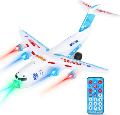 Image de Jouet avion avec lumières LED clignotantes et sons attrayants | Jouet avion pour les enfants de 3 à 12 ans (Blanc)