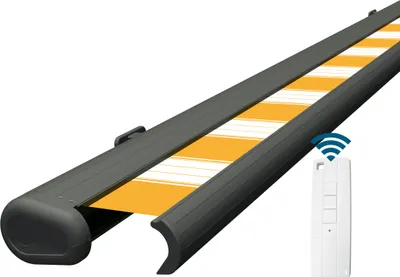 Produktbild von Eclipse Premium elektrische Vollkassettenmarkise Grau 2,5x2 m Tuch: Sonnenfarbe