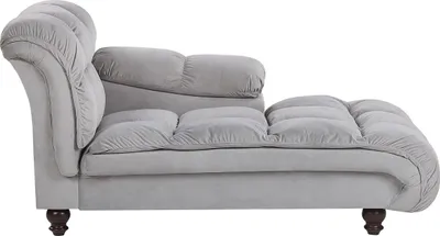 Produktbild von BELIANI Chaiselongue Linksseitig Hellgrau Samtstoff mit Holzfüßen Gedrechselt Arm- & Rückenlehne Gesteppt Modern Récamiere Liegesofa Wohnzimmer Möbel
