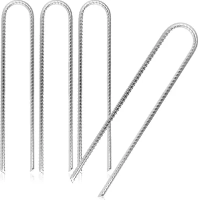 Produktbild von COM-FOUR® 4x XL Bodenanker aus massivem Stahl, U-Form 38 cm, Ø 1 cm – verzinkte Erdanker für Zelt, Pavillon, Hüpfburg, Trampolin, auch als Bewehrungsstab für den Boden, stabil & rostfrei