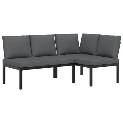 Produktbild von 2-tlg. Garten-Sofagarnitur mit Kissen Schwarz Aluminium