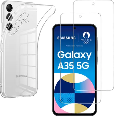 Obrázek produktu pro Pouzdro pro Samsung Galaxy A35 5G s 2 ochrannými kryty obrazovky z tvrzeného skla Phonillico®