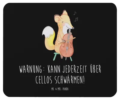 Produktbild von Mr. & Mrs. Panda Mouse Pad Cello Schwärmerei - Schwarz - Geschenk, Streichinstrument, Orchester, Lernen, Musik, Musikinstrument, mauspad pc, laptop mousepad, Instrument