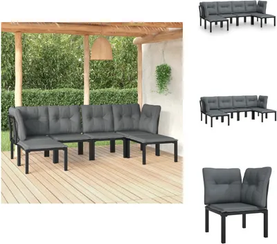 Obrázek produktu pro vidaXL 6dílná zahradní lounge souprava z černého a šedého polyratanu - Sady zahradního nábytku