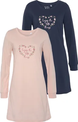 Produktbild von Vivance Dreams Nachthemd blau, rosa gemustert Größe 44/46