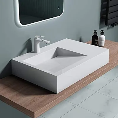 Produktbild von doporro Design Aufsatzwaschbecken Hängewaschbecken Minealguss-Waschbecken. BTH: 75x50x13 cm, in weiß Colossum11