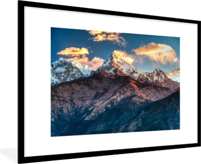Produktbild von MuchoWow® Gerahmtes Poster Annapurna Berg mit Sonne auf Wolken, Nepal 90x60 cm - Poster mit Schwarzem Bilderrahmen Wandposter Rahmen Foto Bilder - Wanddekoration - Fotos