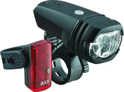 Immagine prodotto di Faro ricaricabile AXA 'GreenLine 50 Set', LED, con luce posteriore, cavo USB, nero (1 set)