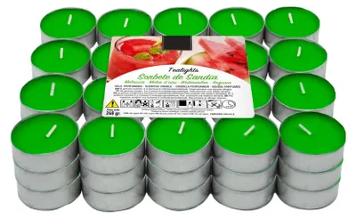 60 Teelichter Wassermelone Sorbet Duft, 4,5 h Brenndauer