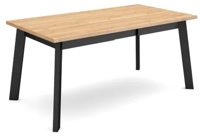 Esstisch 167x90 cm, Melamin, Holzbeine, Eiche/Schwarz, 8 Plätze