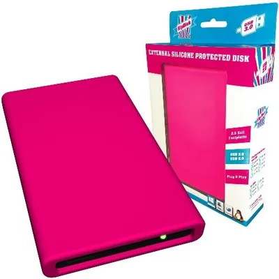 Produktbild von 5er Pack HipDisk RP externes Festplatten-Gehäuse 2,5 Zoll USB 3.0 Aluminium mit austauschbarer Silikon-Schutzhülle für SATA HDD/SSD rosa pink