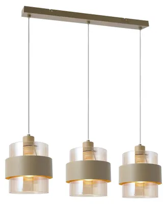 Immagine prodotto di Lampada a sospensione VALENTINO, color beige, 3 attacchi E27, 15W ciascuno, struttura in metallo, dimensioni: 120x75x18 cm, grado di protezione IP20, modello Milagro
