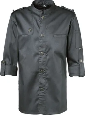 Produktbild von Kochjacke Bikerstyle "Limited Edition" graphite, Größe 5XL, SP : graphit : 65% Polyester 35% Baumwolle 220 g/m² : 5XL