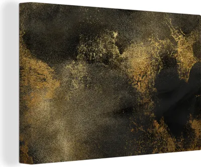 Obrázok produktu pre OneMillionCanvasses® - Obrazy na plátne - 140x90 cm, zlatá - abstraktná - farba - čierna, nástenná umelecká tlač Nástenná dekorácia - fotografia na plátne - obraz na drevenom ráme