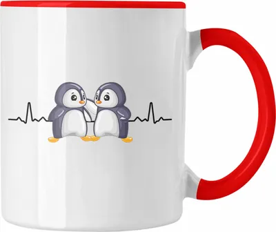 Produktbild von Trendation - Pinguin Tasse Herzschlag Geschenkidee Mädchen (Rot)