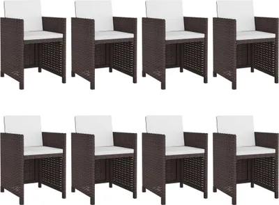Produktbild von vidaXL 9-tlg. Garten-Essgruppe mit Auflagen Poly Rattan Braun