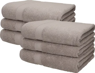 Produktbild von Betz 6 Stück Saunatücher 80 x 200 cm PALERMO 100% Baumwolle Badetuch Liegetuch Strandtuch Farbe: stone