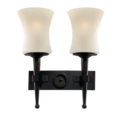 Produktbild von Klassische Cartwheel Schwarz Stahl Glas 2 Lichter E27 Wandleuchte