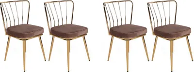 Produktbild von Skye Decor, Yıldız-927 V4, Stuhlset (4 Stück), Hellbraun, 100 % METALL, 43 x 42 x 82 cm