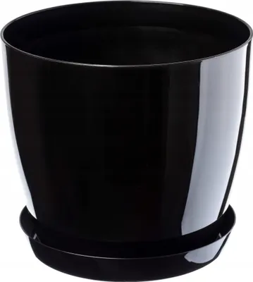 Image de KADAX Pot de fleurs en plastique "Agen", pot avec soucoupe. Pot à plantes, 12 cm, noir, 1 pièce