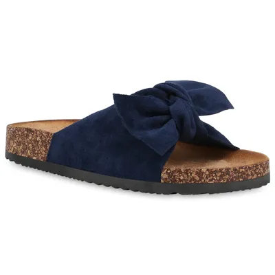 Produktbild von Mytrendshoe Damen Sandalen Pantoletten Sommer Schlappen Hausschuhe 833538, Farbe: Dunkelblau, Größe: 37