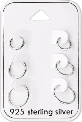 Produktbild von Ohrringe Set 925 Sterling Silber Creolen 8-12 mm