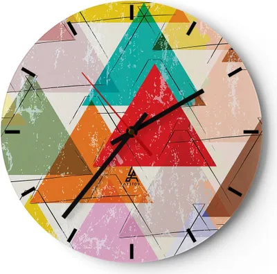 Produktbild von Wanduhr - Rund - Glasuhr - Abstraktion modern - 40x40cm - Schleichendes Uhrwerk - Lautlos - zum Aufhängen bereit - Dekoration Modern - Wanddekoration aus Glas - C3AR40x40-3685
