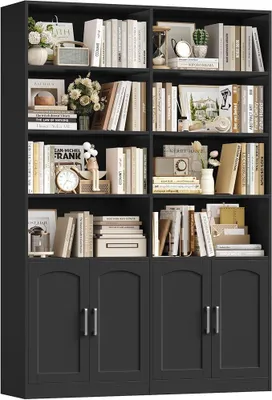 Imagen del producto de Estantería de 185,5 cm, armario para libros con puertas, vitrina
