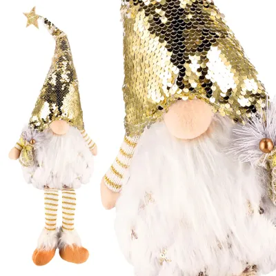 Produktbild von Weihnachtswichtel LEUCHTENDER Weihnachtsmann GROSSE weiße DEKORATION Wichtel JUMI