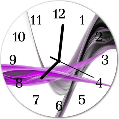 Produktbild von Glasuhr Wanduhr Küchenuhr Echt-Glas 30fi cm Abstrakter Rauch schwarz violett