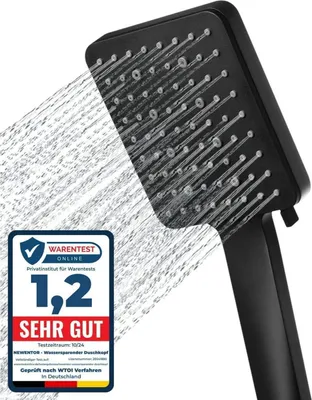Produktbild von Newentor XXL Duschkopf Regendusche mit 6 Strahlarten Schwarz