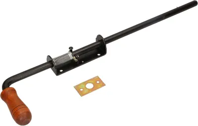 Obrázok produktu pre KOTARBAU® Pružinový závor 480 mm Závora Grendelová závora Čierna nerezová oceľ Drevená rukoväť Odolná voči poveternostným vplyvom S pružením Závora Posuvné dvere Brány Uni