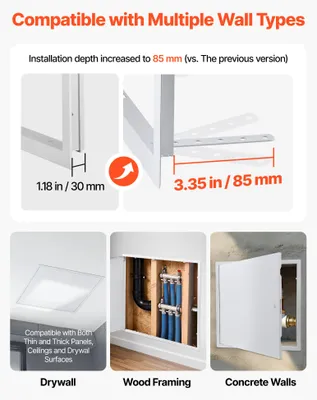 Produktbild von Revisionsklappe 613 x 613 mm Revisionstür Verzinktes Stahlblech Trockenbau, 165° Arbeitsbereich Wartungklappe Unterputzklappe Revisionsklappe Nockenriegelschloss, Zugangtür Revisionsplatte