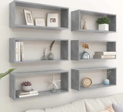 Obrázok produktu pre Maison Exclusive - Kockové regály 6 ks. Betónovo sivá 60x15x23 cm Drevený materiál