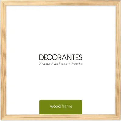 A plain white background with a wooden picture frame.