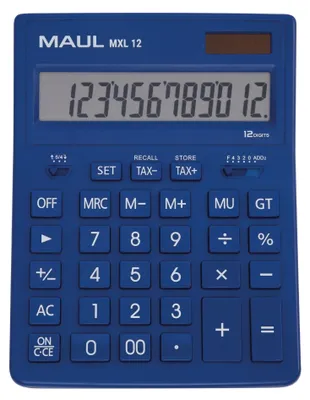 Immagine prodotto di Calcolatrice da tavolo MAUL MXL 12 Display LCD a 1 riga, 12 cifre Batteria solare 20,5 x 15,5 x 3,5 cm blu chiaro