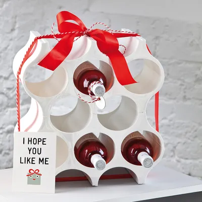 Produktbild von Weinregal Flaschenregal Flaschenständer SET-UP Flaschenständer weiß 35x23x36,5 cm HOMLA