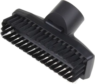 A black vacuum cleaner brush attachment is shown against a white background.