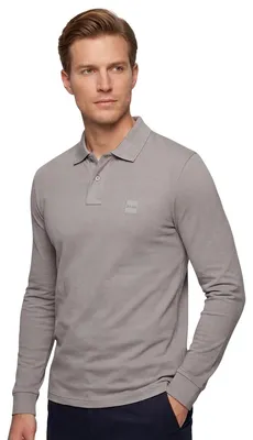 Produktbild von Boss Orange Polo langarm grau Baumwolle